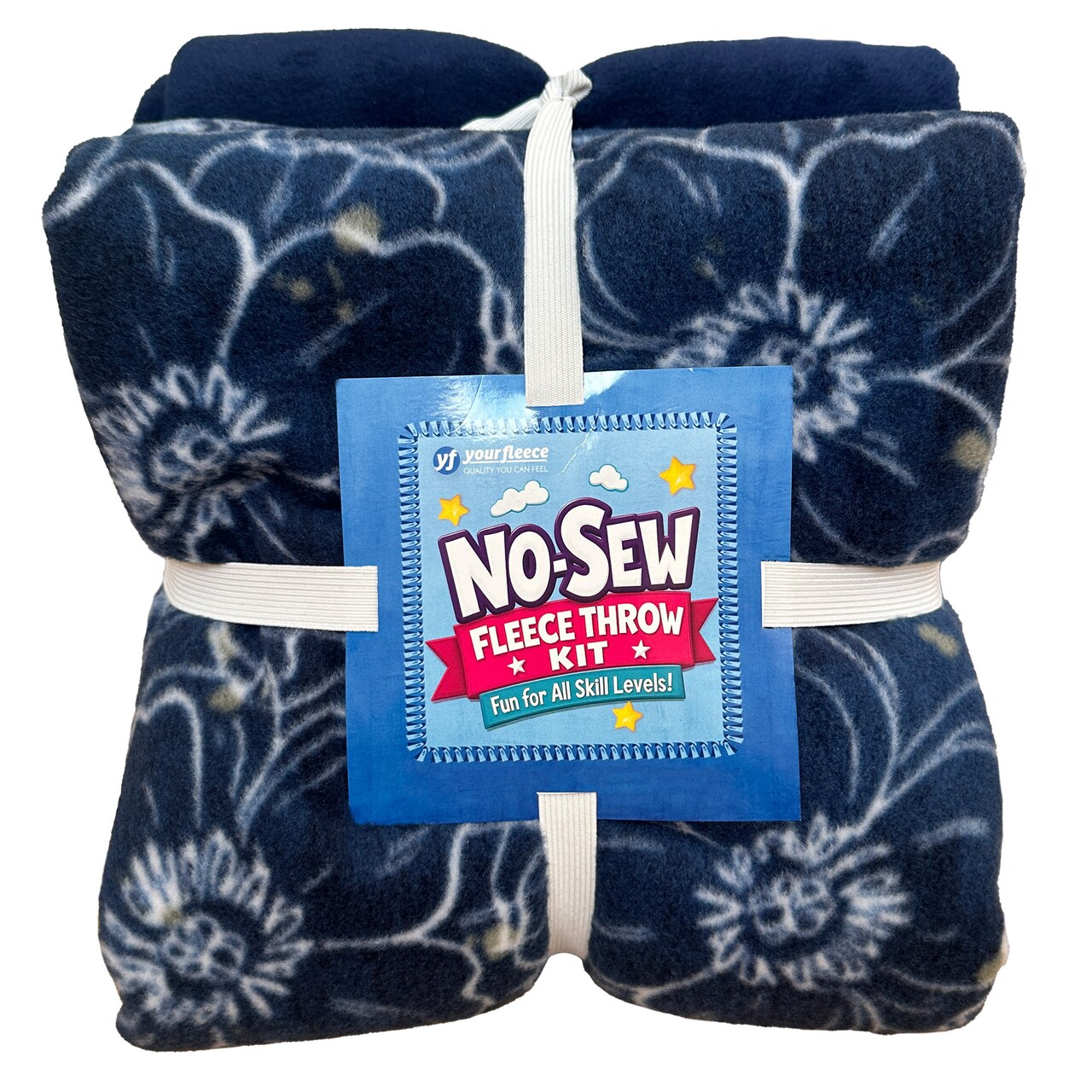 Midnight Flowers Anti-Pill Premium No-Sew Throw Fleece Fabric Kit